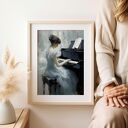 Plakat Pianistka - format A4 (muzyka, portret dziewczyny)