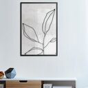 Plakat 50x70 cm - czarno biały, liść line art (CB 19 - 006)