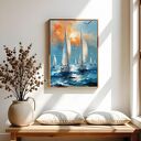 Plakat Żaglówki - format 40x50 cm niebieski morze woda żagle
