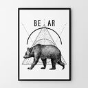 Plakat niedźwiedź geometria dotwork - format 30x40 cm