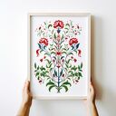 Plakat Folklor 40x50 cm z czerwonym - kwiatowy motyw Hogstudio