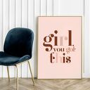 Plakat A3 29.7x42 cm "Girl you got this" - różowa dziewczyna Hogstudio