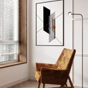 Plakat geometryczny - biało szary - format 61x91 cm