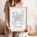 Plakat Mapa Białystok - format A4 (premium papier satynowy i nowoczesny druk)
