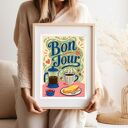 Plakat Kawa Bonjour - format A4, kolorowa ilustracja