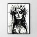 Plakat Zombie Girl 40x50 cm - czarno-biały Hogstudio
