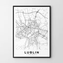 Plakat Mapa Lublina 30x40 cm - czarno-biała grafika do Twojej ramy