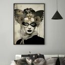 Plakat Kobieta w masce 40x50 cm - grafika na ścianę do salonu
