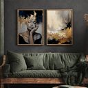 Zestaw 2 eleganckich plakatów - format 40x50 cm - złoto czarny kobieta