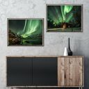 Zestaw 2 plakatów 50x40 cm: zorza polarna i pejzaż górski