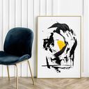 Plakat Touch of Sun #1 50x70 cm: czarna abstrakcja z nutą słońca