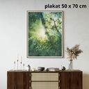 Promienie słońca w lesie - wydruk artystyczny/plakat (50x70 cm)