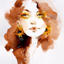 Dziewczyna Słonecznik - plakat na ścianę 36x51 cm