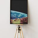 Kosmiczny spacer - plakat Fine Art A3 w stylu kolażu