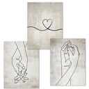 ZESTAW PLAKATÓW 3 cz. 50x70 cm, Romantyczny styl line art set21