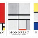Zestaw 3 plakatów a la Mondrian w formacie A4 - minimalistyczna geometria na ścianę