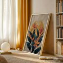 Plakat 50x70 cm Kwiaty na tle słońca w stylu boho