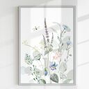 Tryptyk botaniczny 3 plakaty 40x50 cm: łąka, kwiaty i motyle