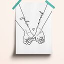 Spersonalizowany plakat złączone dłonie 40x60 cm na walentynki