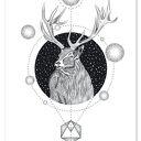 Plakat czarno-biały jeleń - geometryczna dekoracja 30x40 cm