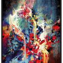 Plakat kolorowa abstrakcja w czarnej ramie - format 61x91 cm