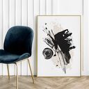 Plakat abstrakcja biało-czarna z różem - format 50x70 cm