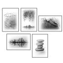 Drzewa, pejzaż, kamienie, minimalizm, zestaw 5 oryginalnych plakatów