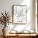 Plakat Monachium Munich - mapa 40x50 cm