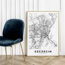Plakat Mapa Szczecin 61x91 cm - biało-czarna dekoracja