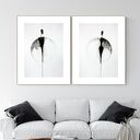 Zestaw 2 50x70 cm wykonanych ręcznie, grafika czarno-biała, abstrakcja