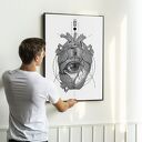 Plakat Anatomia serca - format 40x50 cm rycina ilustracja vintage