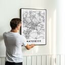 Plakat mapa Katowice 61x91 cm - nowoczesna dekoracja do salonu i gabinetu