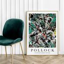Zielono-srebrny plakat Pollock 30x40 cm - nowoczesna dekoracja do Twojego wnętrza