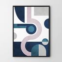 Plakat niebieska geometria 50x70 cm do salonu