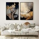 Zestaw 2 eleganckich plakatów - format 61x91cm - złoto czarny kobieta