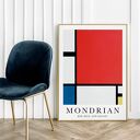 Plakat Mondrian red bleu and yellow - format 40x50 cm