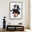 Plakat Abstrakcja biało-czarna z bordo - format 61x91 cm