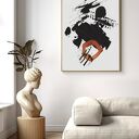 Plakat abstrakcja biało-czarna z bordo 61x91 cm