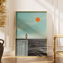 Plakat „Miło Cię znów widzieć” 30x40 cm - ocean i minimalistyczna dekoracja