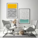 Zestaw 2 abstrakcyjnych plakatów Touch of sun i Mint 40x50 cm (turkus i żółty)