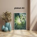 Promienie słońca w lesie - wydruk artystyczny/plakat (A3)