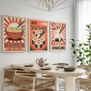ZESTAW PLAKATÓW 50x70 cm Sushi Ramen Onigiri (set207)