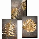 Tryptyk XXL - 3 plakaty 50x70 cm z złotymi tropikalnymi liśćmi (brąz i złoto)