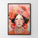 Plakat Dziewczyna z kwiatami kobieta 61x91 cm - Hogstudio