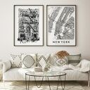 Zestaw 2 plakatów Nowy Jork NYC - mapa jako dekoracja ścienna