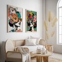 Zestaw 2 plakatów kolaży A4 - kolaż dziewczyna kwiaty plakat