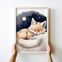 Plakat śpiący Lisek - pokój dziecka 40x50 cm