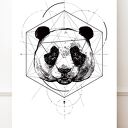 Geometryczny plakat z pandą - dekoracja ścienna A4