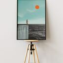Plakat „Miło Cię widzieć” 70x100 cm - minimalistyczny ocean spokoju