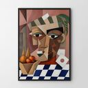 Plakat abstrakcyjny a la Picasso 40x50 cm - kolorowy portret